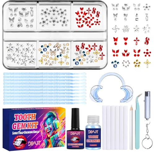 Tpyag Set di gioielli da denti, set di gioielli per tartaro, decorazione fai da te in cristallo per denti, ornamenti rimovibili lucidi, per cosplay e feste
