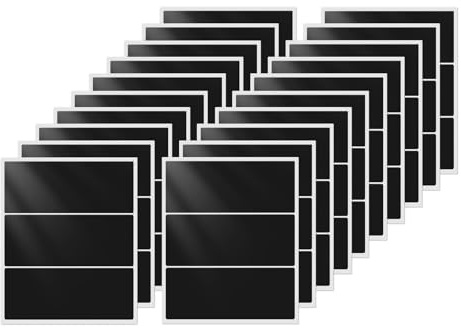 FINDAT Schwarz Rechteckig Etiketten 102 x 51 mm selbstklebend 60 Stück | Namensschilder Aufkleber, Klebeetiketten, wasserfestes Vinyl, Büro, Haus, Schule, DIY