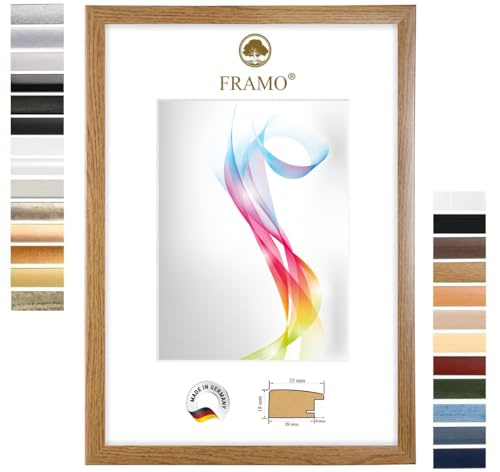 FRAMO Cadre photo en bois 45 x 55 cm (Dimension de l'image) en Chêne rustique | Taille sélectionnable | Affiches | Puzzle | Collage | Sur mesure | personnalisés