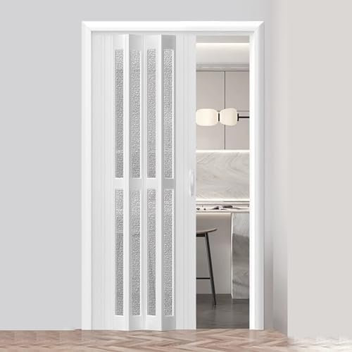 Jievmrs Falttür 80 cm Hohe Falttür für Den Innenbereich, PVC-Schiebetür mit Auszug, Raumteiler, Falttür, Türöffnung mit Falttür und Griff(67x80in(170x203cm))