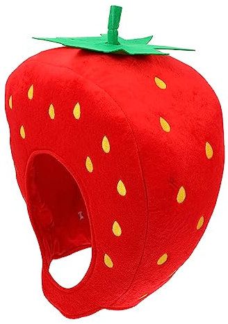YARNOW Strawberry Hat Plush Funny Cartoon Shape Headwear Cosplay Party Boys and Girls Photo Prop Strawberry Hat