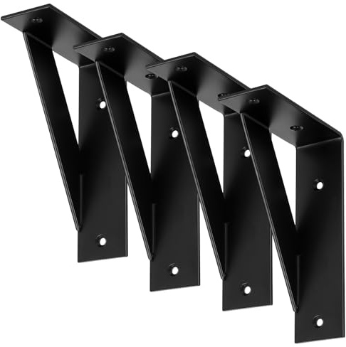 4 Stück Winkel Regalhalterung Schwarz, Regalwinkel Schwerlastwinkel Schwarz, Metall Regalträger Schwimmende Wandregal für Winkel Regalbrett Halterung Bücherregal Küchen Badezimmer(150 x 100 mm)
