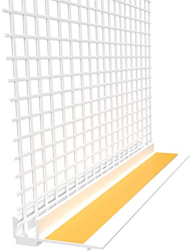 doitBau Anputzleiste PVC – Putzprofil Laibungsprofil mit Gewebe – sauberer 6 mm Putzabschluss stoßfest – 15 Stäbe je 1,4 m = 21 m für WDVS VWS Fenster Türen Fassaden