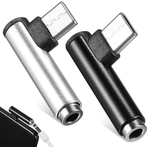 SEWACC Adaptateur Audio Type C vers Prise Jack 3,5 MM à Angle Droit, Convertisseur Adaptateur Audio pour Écouteurs, Lot de 2