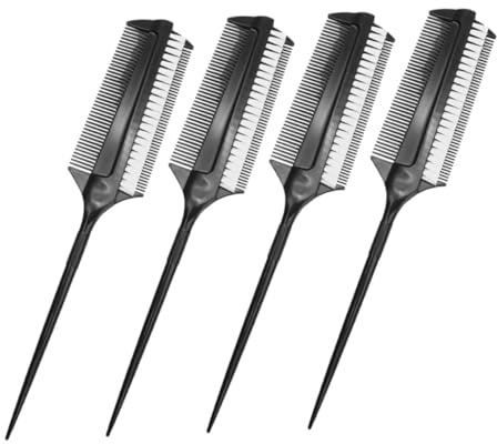 Veemoon Ensemble de 4 Brosses Permanentes Noires en Plastique à Double Face Poils Courts, Résistance Haute Température et Utilisation Multifonctionnelle pour Coiffure Professionnelle