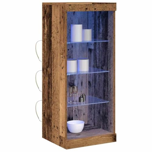 vidaXL LED-Sideboard Altholz 41 x 37 x 100 cm Holzwerkstoff | Jede Menge Platz für deine Sachen, Ein stylischer Akzent, um deine Schätze zu präsentieren, Natürliche Holzoberfläche,