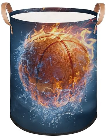 Water Fire Basketball Laundry Basket Collapsible Laundry Hamper Large Dirty Clothes Hamper for Storage Bin Toy Bins Bedroom Clothes