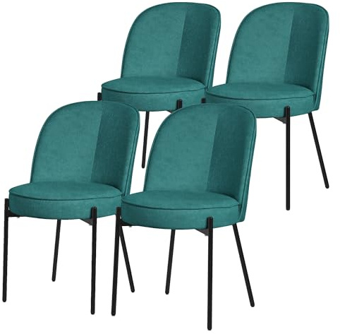 ML-Design 4-pack matsalsstolar runda bensin eleganta köksstolar i exklusiv sammet med stabila metallben ergonomiskt formade stoppade stolar med ryggstöd för kök matsal och vardagsrum i modern design