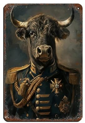 Cartel de metal vintage con diseño de toro renacentista, de metal, para pub, club, cafetería, bar, decoración de pared, póster retro de 20 x 30 cm