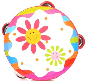 Gcroet 1pc Tambourin en Bois Cloche à Main Tambour hochets Clap Tambour Tambourin Jouet Instrument de Percussion Musicale pour Enfants Enfant bébé (Couleur aléatoire)