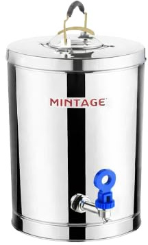 Stainless Steel Hot & Cold Drinks Dispenser Insulated Tea Coffee Water Beverage Container with Easy Fit Tap Double Lid Thermal Server for Commercial Catering Events Offices & Household Use (10 Litre)