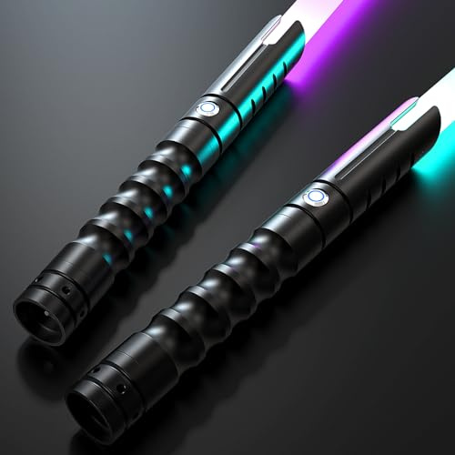 Double Lightsaber, 2 in 1 Dueling Lightsabers for Adults, Light Saber for Adult with RGB 12 Colors, Light Sabers for Kids Christmas/Halloween Cosplay Birthday Xmas Gifts Galaxy Light up Sabers 2PCS