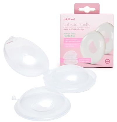 Miniland Collector Shells - Coquilles recueille-lait maternel, lot de 2, discrètes, réutilisables, faciles à vider, sans BPA