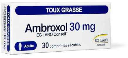 Ambroxol Hydrochloride 30 mg Tablets, Mucolytic, Cough with Mucus, 1 Pack (30 Tablets)