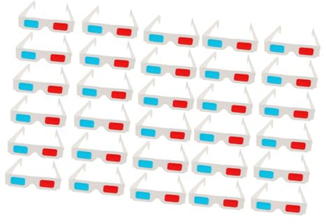 JEWEDECO Occhiali 3d Anaglifici di Carta e Cartone Monouso, 30 Pezzi, Occhiali da Cinema per Film e Video 3d, Accessori per Feste e Eventi, per Visione Anaglifica e Intrattenimento