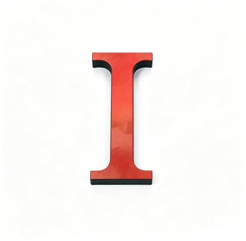 10cm 3D Acryl Spiegel Hausnummern Rot Selbstklebend Namensschilder Aufkleber 26 Buchstaben Wanddekoration, für Briefkasten Wohnung Haustür Außenwand Büro Garten Hof Straße(I)