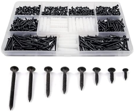 Dehnschrauben 500-teiliges selbstschneidendes Schraubenset, Metall-Spreizdübel for Holz-/Betonwände, Bohrstopfenbefestigungen
