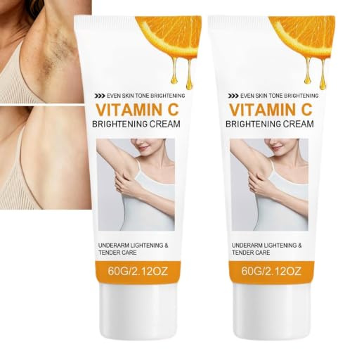 Armhåla hudblekande kräm, område Brightening Care Cream med vitamin C niacinamid, mild blekande fuktkräm, hydrering utjämnande hudkräm, fuktkräm ojämn (2 st)