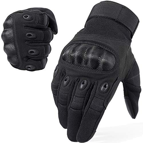 WTACTFUL Taktische Handschuhe Herr Motorradhandschuhe Herren, atmungsaktiv Touchscreen mit Protektoren für Motorrad Airsoft Paintball Fahrradfahren Einsatzhandschuhe Schwarz M