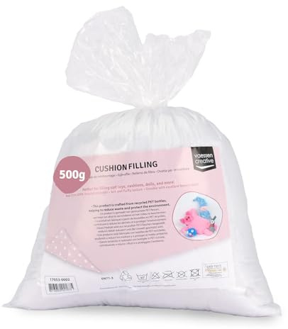 Vaessen Creative Rembourrage en polyester doux et moelleux pour jouets en peluche, oreillers et projets d'artisanat, blanc, 500 g, (L'emballage peut varier)