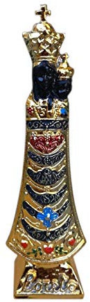 Eurofusioni Handgemalte Madonna von Loreto Goldene Statue - Schwarze Madonna - H 16 cm