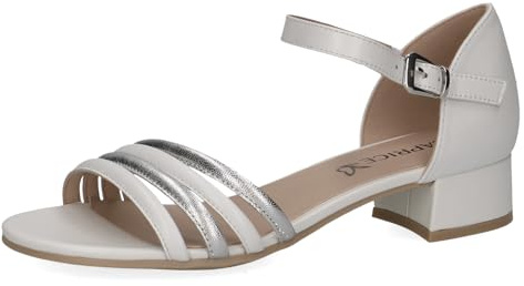 CAPRICE Dam 9-28200-42, platta sandaler, Vit och silver, 38.5 EU