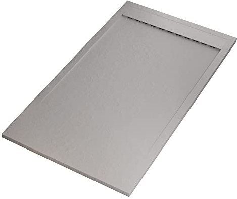 Receveur de douche Prestige effet pierre grille latérale en teinte gris clair 90x120