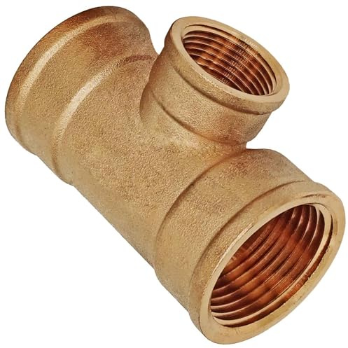 MegaHaustechnik Reduzier-T-Stück, 3/4“ x 1/2“, Gewindefitting Messing | Trinkwasser geeignet, Innengewinde Mittenabgang reduziert, Rohr Abzweig Reduzierung Reduktion