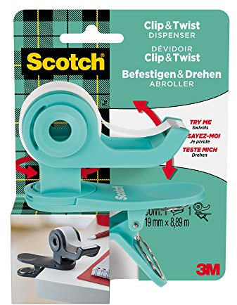 Scotch - Dispensador de cinta adhesiva C&T, verde menta, 1 rollo incluido, 19 x 9,8 m