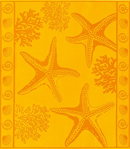 Delindo Lifestyle® - Telo mare della serie “Tropical” in spugna, motivo: stella marina, colore: giallo, 100% cotone, dimensioni 180 x 200 cm