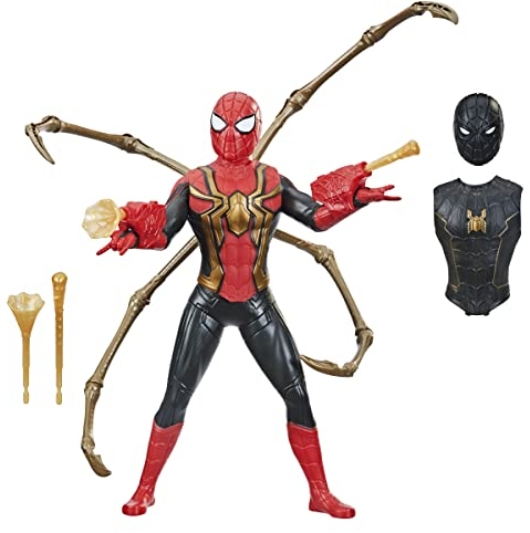 Spider-Man: No Way Home Deluxe - Action figure Web Gear in scala 33 cm, con Sound FX, aggiornamenti del vestito e accessorio Web Blaster