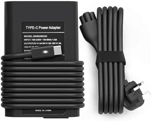 65W USB C Laptop Charger Replacement for Dell Latitude 7400 7420 7370 7275 5175 5285 5290 3400 3500 3390 5410 5420 5520 XPS 13 9350 9360 9365 9370 Chromebook 3100 3400 5190 Venue Power Supply Cord