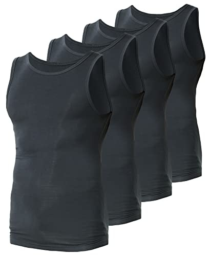 Comfneat Men's 4-Pack Cool Feeling A-Shirts Viscose Undershirts Sports Singlets (Dark Grey 4-Pack, L)