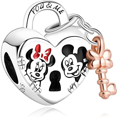 H.ZHENYUE Jewelry Charm Mouse Padlock Charm Beads fit Bracelet Necklace for Woman Girls,925 Sterling Silver Pendant Beads with Cubic Zirconia,Happy Birthday Christmas Halloween Valentine's Day Gifts
