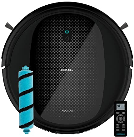 Cecotec Robot Aspirateur et Friegauelos Conga Quick&Clean Titanium. Technologie Random, 160 Min d'autonomie 1400 Pa, 3 Niveaux de Puissance et de Lavage, Brosse Jalisco, télécommande
