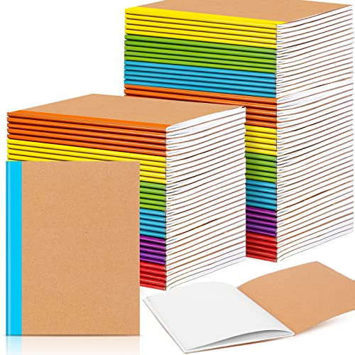 Notizbücher aus Kraftpapier, A6, blanko, genäht, Reisetagebuch, Taschennotizblock, unliniert, für Reisende, Studenten, Klassenzimmer, Büro, Schulbedarf, 150 Stück (mehrfarbig)