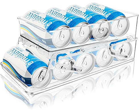 Lighterday Dispensador automático de latas para nevera, organizador de almacenamiento transparente para refrigerador, bebidas, cerveza, refrescos, latas, para nevera, cocina, armario, encimera