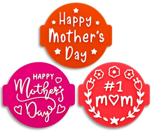 Happy Mothers Day (Set of 3 Stamps) Embosser Stamp for Fondant, Icing, Cupcake, Cake, Biscuits, Decoration