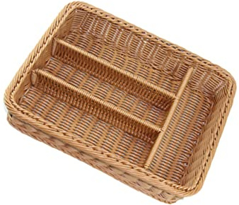 KICHOUSE Besteckkorb Rattan Optik Pp Material 4-fächer Organizer Für Küche Und Bad Aufbewahrung