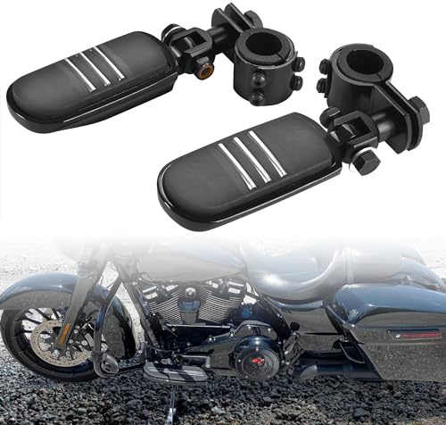 Motorcycle Highway Pegs, Crash Bar Foot Pegs for Harley Touring Electra Street Glide Road King Sportster, Kawasaki, 1(25mm), 1 1/4(32mm), 1 1/3(34mm) Engine Guard Footrest, 1 Pair