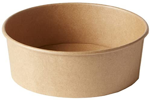 Thali Outlet - 50 x Extra Large 46oz / 1300ml Brown 185mm Kraft Salad Bowls Containers - Poke Takeaway Food