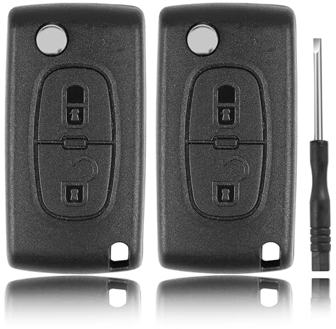 Betterher 2 stück 2-Tasten Klapp Schlüssel Gehäuse Funkschlüssel Fernbedienung Autoschlüssel Rohling Ohne Batteriehalter kompatibel mit Citroen/Peugeot/FIAT