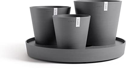 Ecopots Dubai Grauer Blumentopf - L 56,5 cm x H 30,7 cm - Innen- und Außenbereich