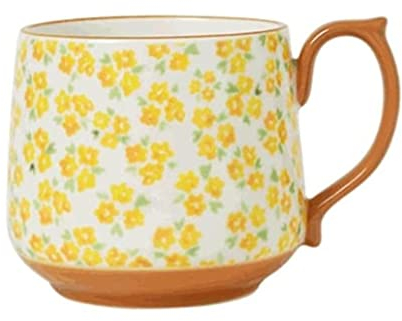 Tazzine Caffè Tazza da Caffè Tazza di Tè Tazza Di Ceramica Dipinta Tazza Di Caffè Floreale Classica Tazza D'epoca Con Manico Microonde Multifunzione Tazzine di Caffe Tazze da Caffè ( Color : Yellow ,