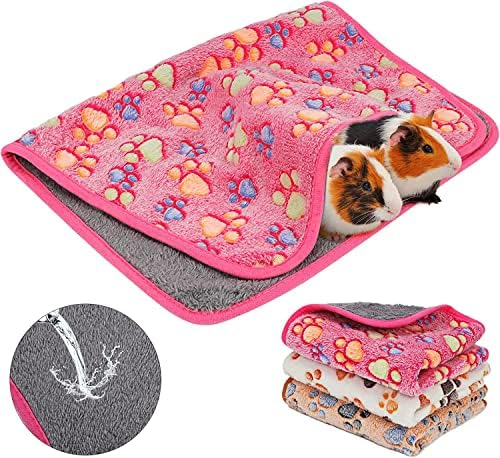 HYLYUN wasserdichte Meerschweinchen Decken, 3 Stück Waschbar Kleintier Fleece Warm Flanell Throw für Hamster Meerschweinchen Kaninchen Chinchilla Igel Frettchen- 90 * 60cm