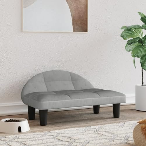 Camerina Hundebett Hellgrau 70x52x30 cm Samt Hundebett Grosse Hunde Sofabett