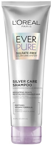 L'Oreal Paris EverPure Brightening and Nourishing Shampoo for Gray Hair, Sulfate-Free Vegan Formula with Peptides, 8.5 Fl Oz