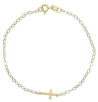 14k Solid Gold Baby Armband mit Kreuz Anhänger/Verstellbares Kleinkind Kind Armband für Kinder/Schutz Armband/Baby Shower Geschenk/Taufen