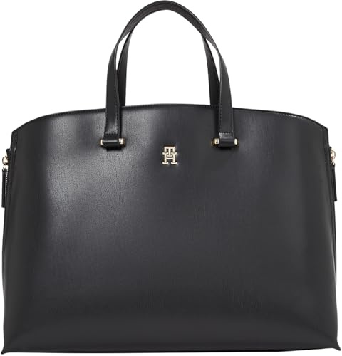 Tommy Hilfiger Damen Tote Bag Tasche Modern mit Fächern, Schwarz (Black), Einheitsgröße