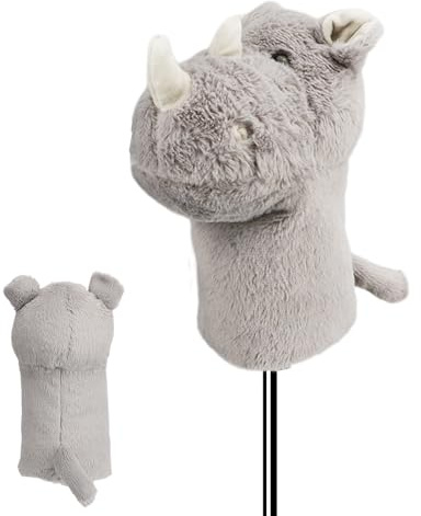 Monozoz Cartoon Golfschlägerhaube, Nashorn, Cartoon-Golfschläger-Schutz, Tier-Golf-Putter-Schutz für Outdoor, weiche Golfschlägerhauben für fer